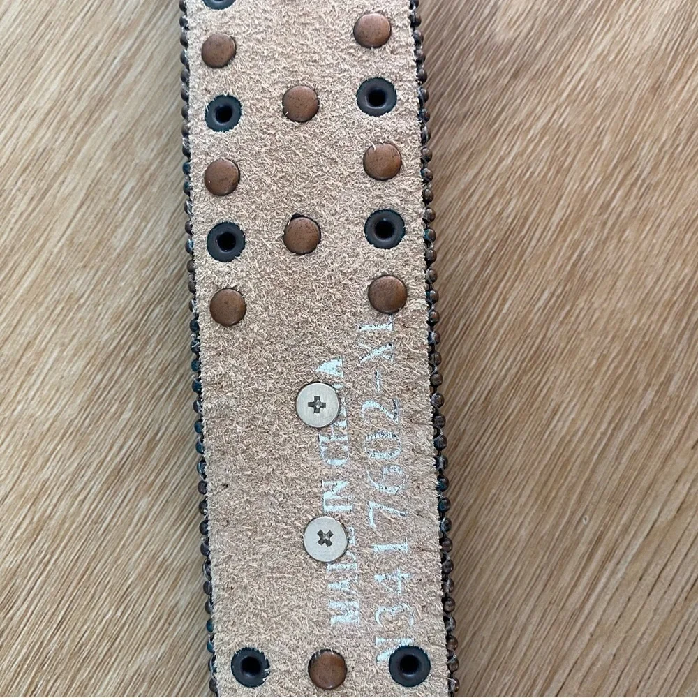 NEW Nocona Rhinestone Colored Calf Hair Leather Belt size XLarge